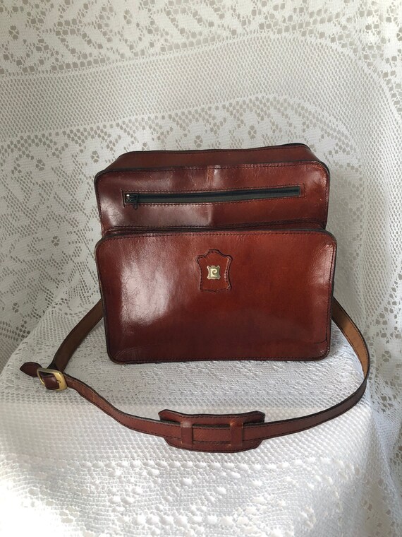 Pierre Cardin Satchel Vintage Unisex Bag 70s Brown Leather Satchel