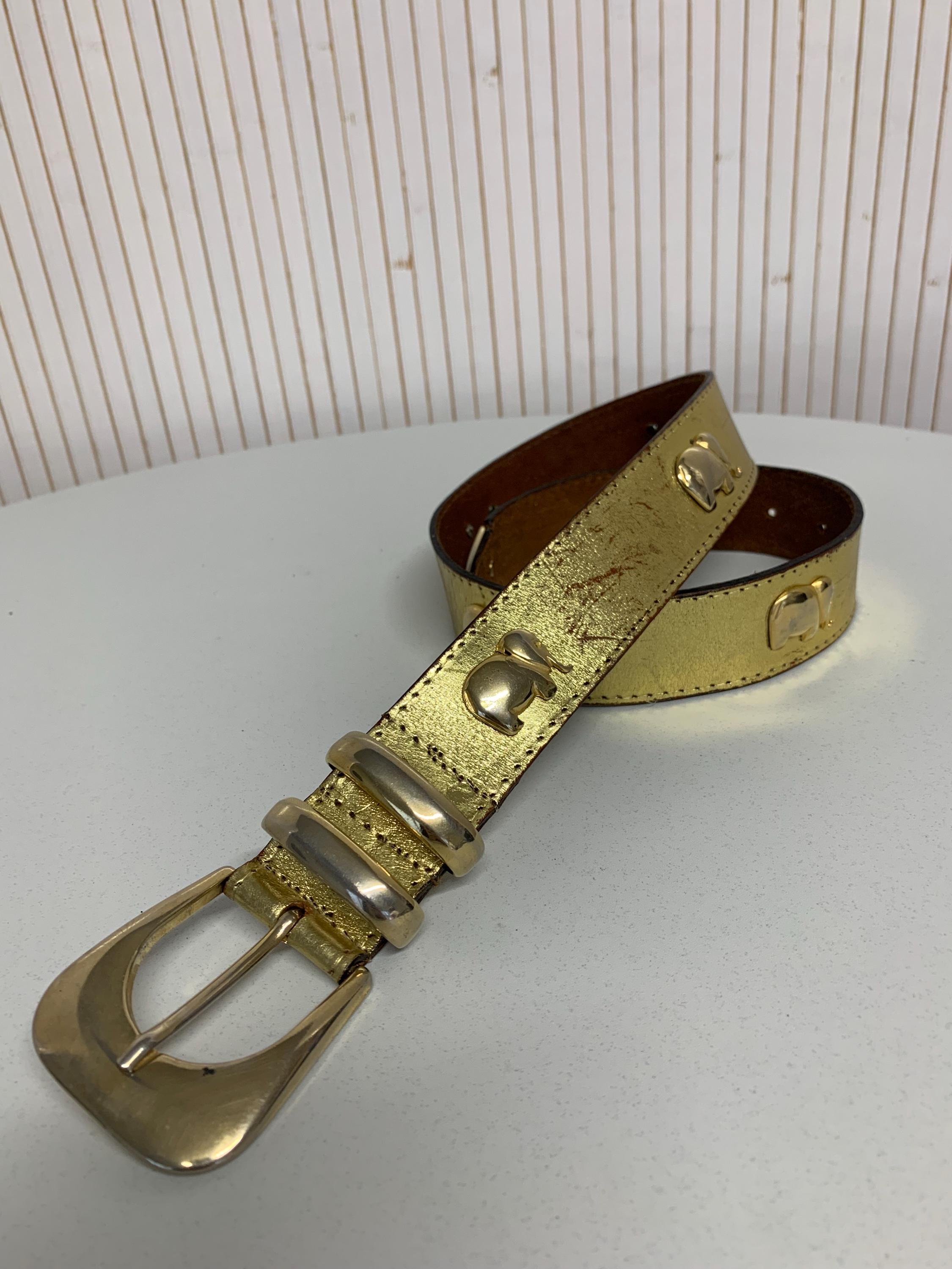 Vintage Gold Belt Decorated With Elephant, Women display picture 3