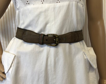Vintage Brown Grey Leather Belt With Braided Rope  display picture 1