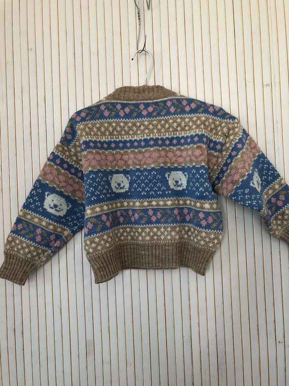 Jacquard wool sweater Baby Vintage 2 years Beige … - image 2