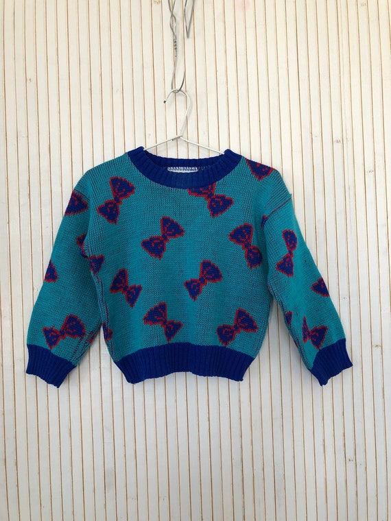 Patterned sweater Wool knots Vintage child 3 years