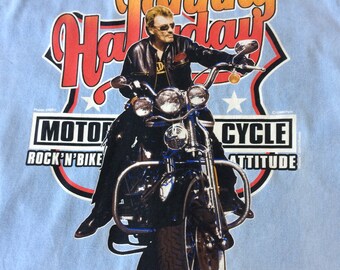 Chemise Johnny Hallyday Vintage - Jean Et Coton, Manches Longues Ou Sans Manches, Taille M/46, Très Bon état