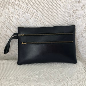 Damen Vintage Tasche 70er Jahre Schwarz Abend- oder Ausgehtasche Dokumentenhalter Vegane Tasche