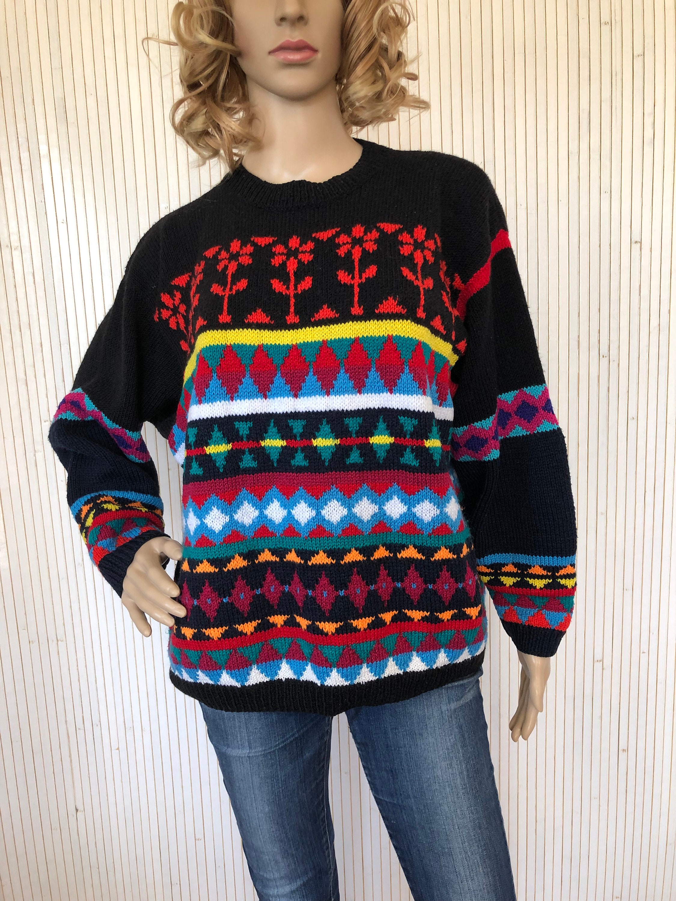 SS20 Jacquard Multi Color Crewneck Pullover Sweater