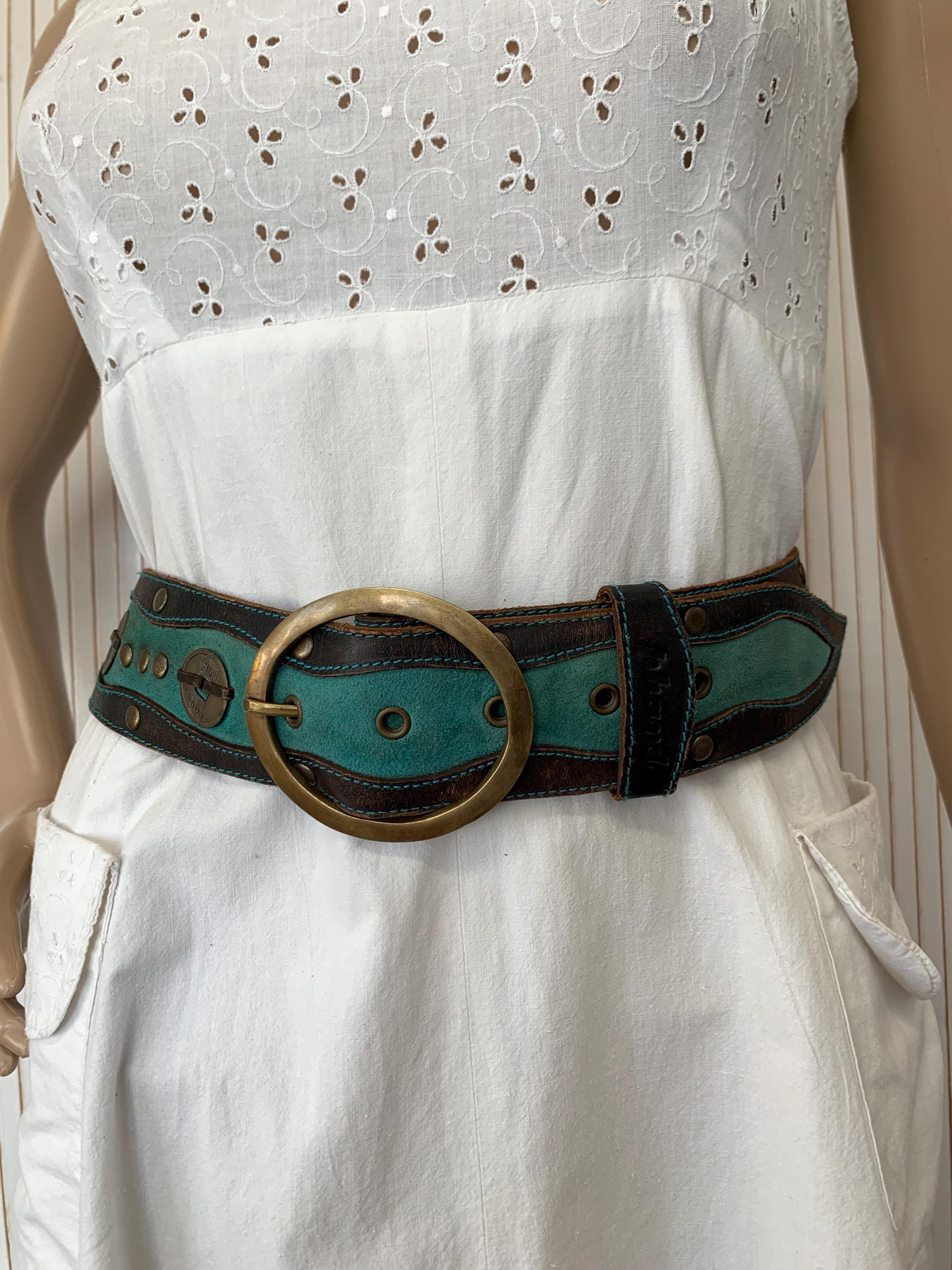Turquoise Suede Belt - Etsy display picture 1