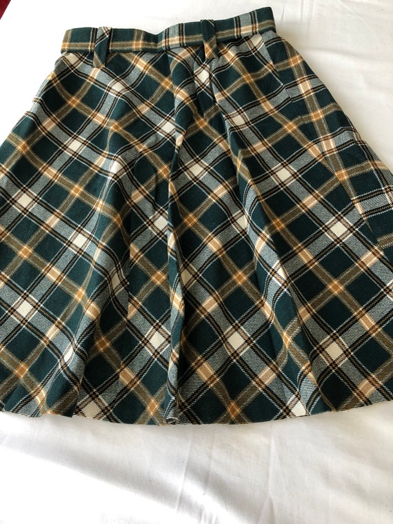 Vintage Skirt Woman 60s Scottish Skirt Green Plai… - image 10