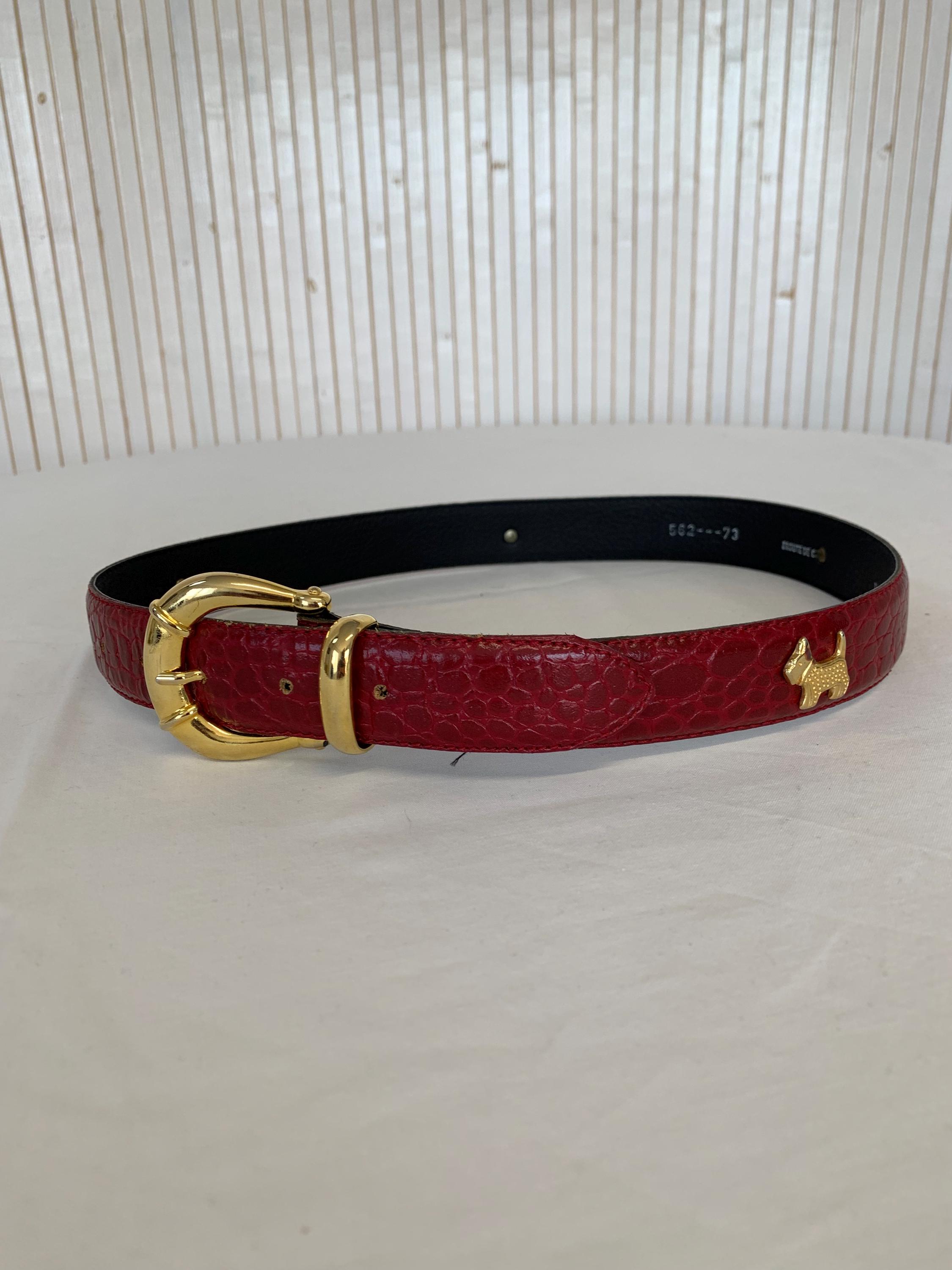 Vintage Scottish Terrier Belt in Red Leather With Skin Print  display picture 2