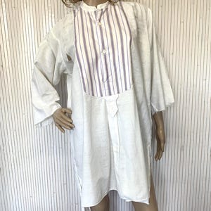 Ragged Antique Nightgown Unisex Vintage Nightdress Ripped Camisole White Cotton French Size 42 For Film Production