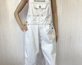Vintage Off-White Overalls Size 2 Unisex Denim Short Overalls Workwear Jumpsuit Brina