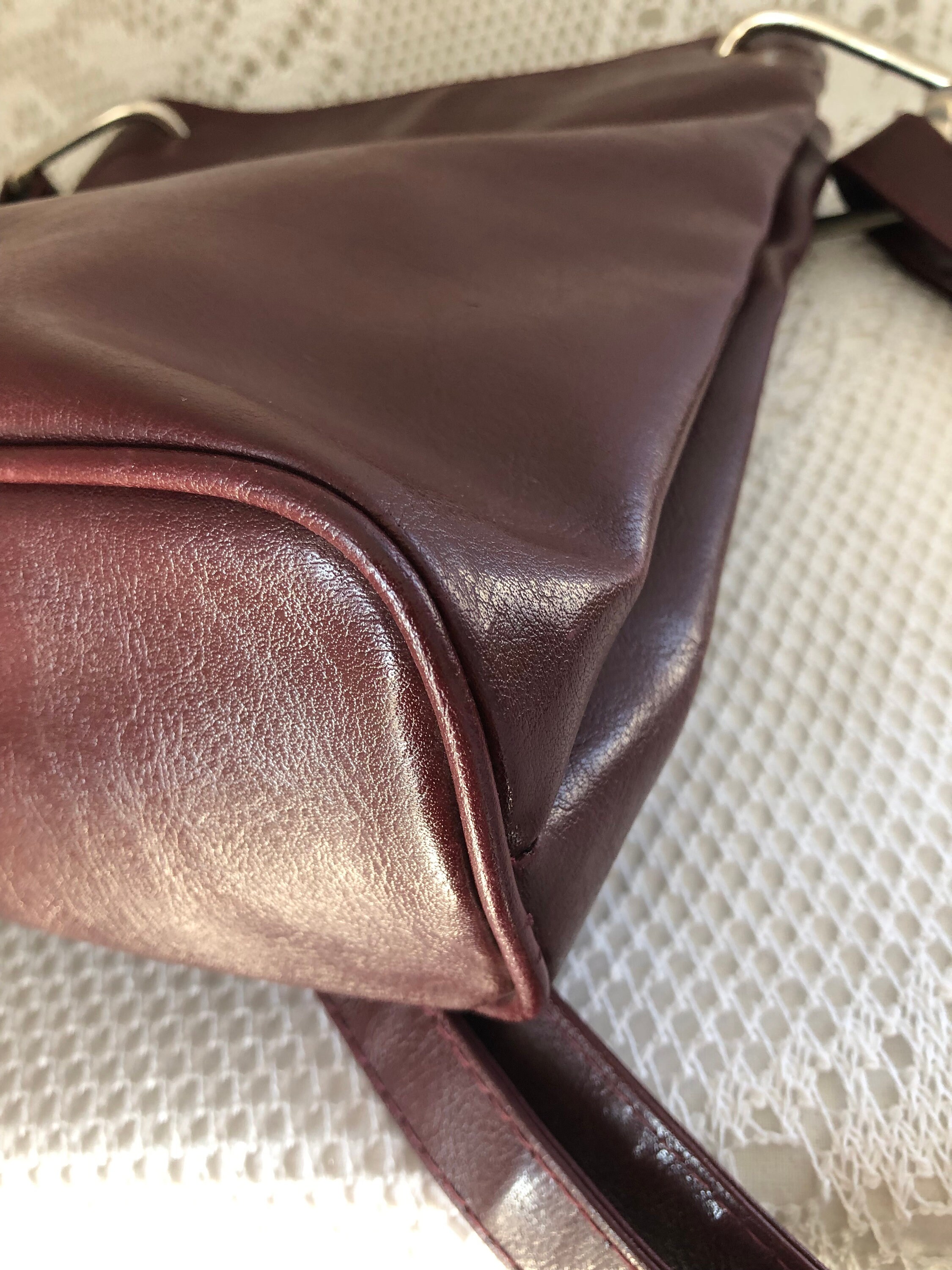 Lady Milan croc embossed bordeaux leather handbag