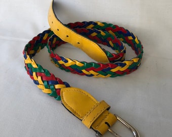 Vintage Multicolored Braided Belt Made in France