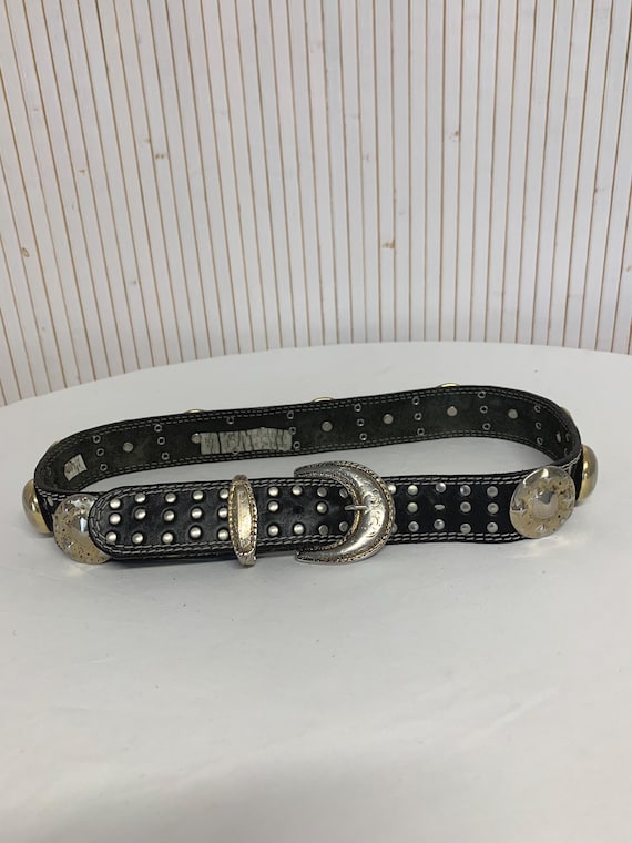 Studded Black Leather Women\'s Belt with Silver Accents Jordynne Studded Faux Leather Belt Black / Silver | Princess  main image 2