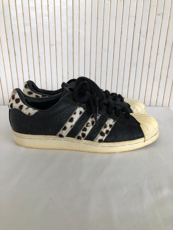 Adidas Superstar Leather and Fur Vintage Sneakers Shoes P.39 1 3 UK.6 Original Leopard Sneakers Etsy Denmark