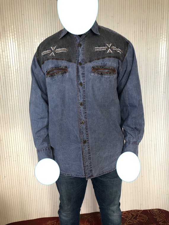 Chemise en Jean Vintage Homme Chemise denim bleu e