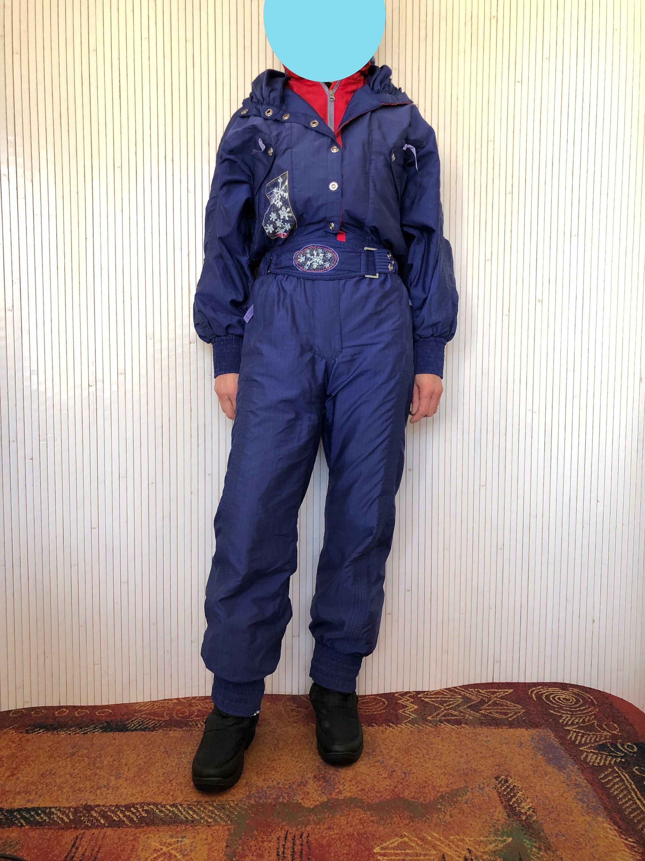 Combinaison de Ski Degre 7 Vintage Combinaison Taille 38 Vetement d hiver Combinaison de ski bleu Violet et rouge Etsy France
