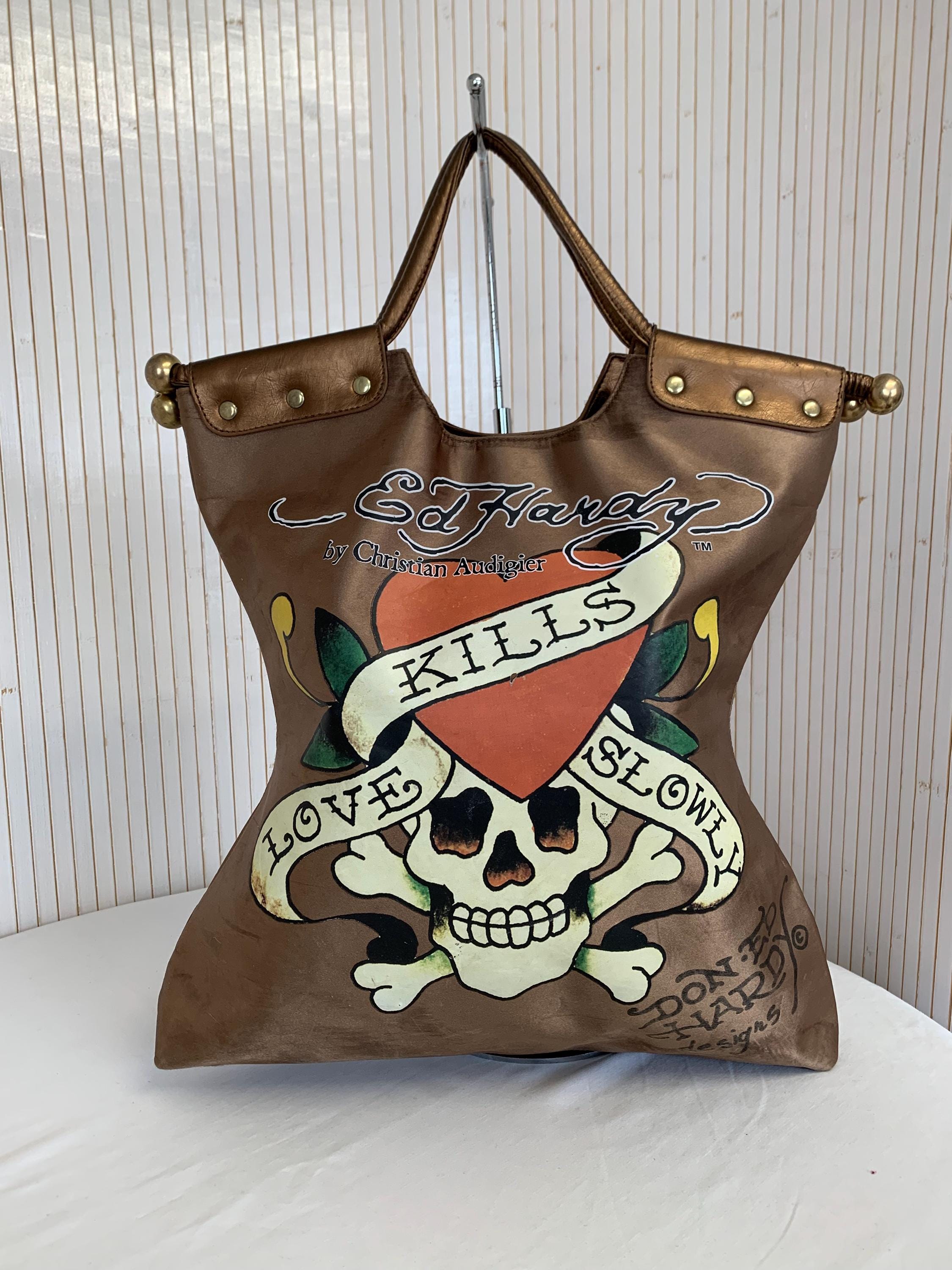 Ed Hardy by Christian Audigier Vintage Women's Bag Brown Canvas