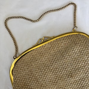 Vintage natürliche gewebte Tasche kleine geflochtene Tasche Goldkette antike Sackleinentasche faltbare Tasche