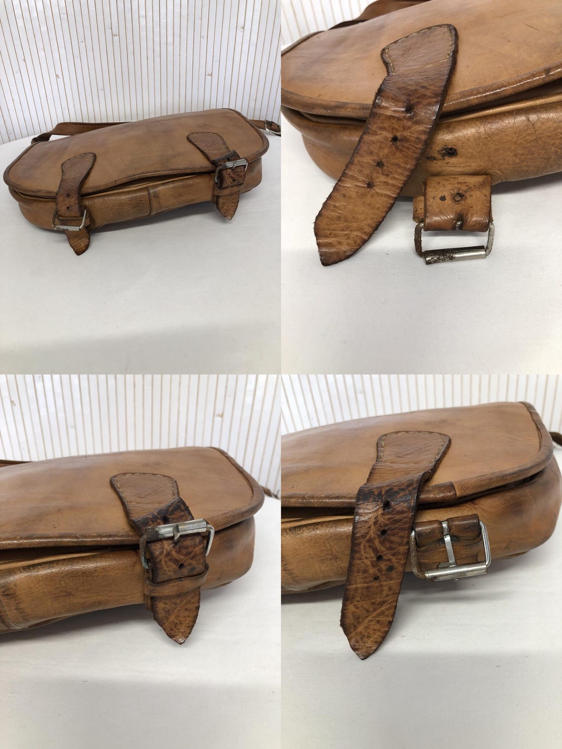 Sac Besace Artisanal de Docteur Vintage en cuir couleur Cognac Bandoulière Brut unisexe cuir marron Sacoche en cuir épais, foto 4 di 5