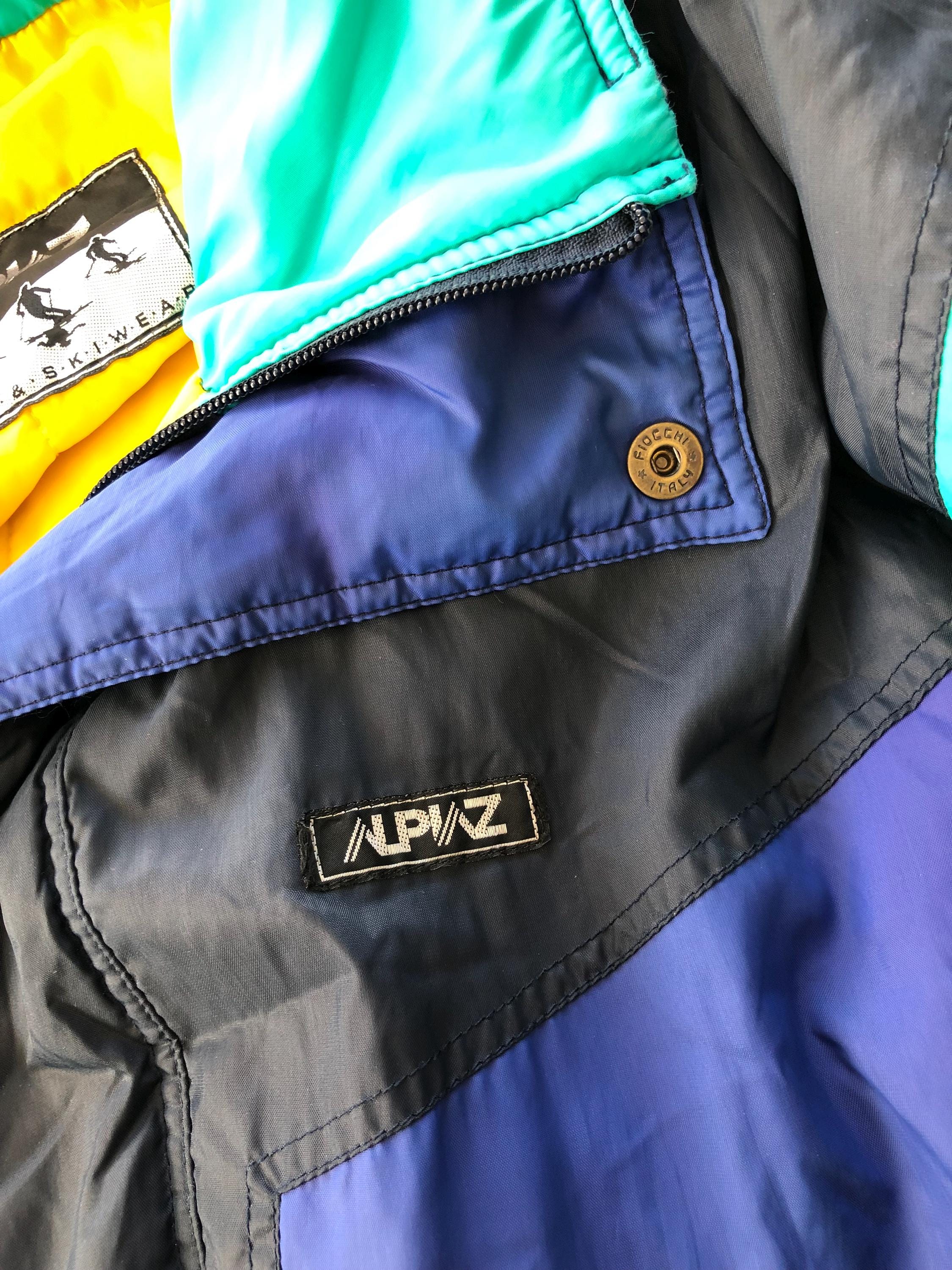 Combinaison De Ski Vintage Alpiaz – Années 90 – Multicolore Géométrique – Taille S Homme – État Correct