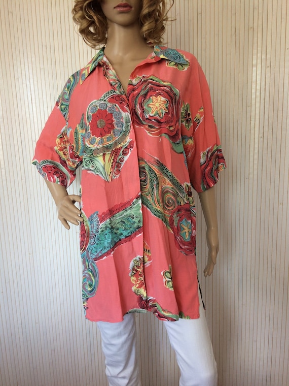 Chemise Femme Vintage Liquette Rose a motifs Etsy Canada