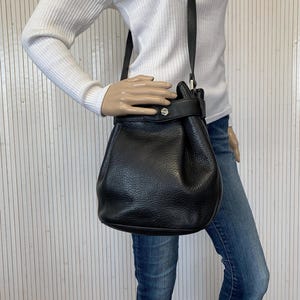Didier Lamarthe Vintage Women's Bucket Bag in Black Leather Made