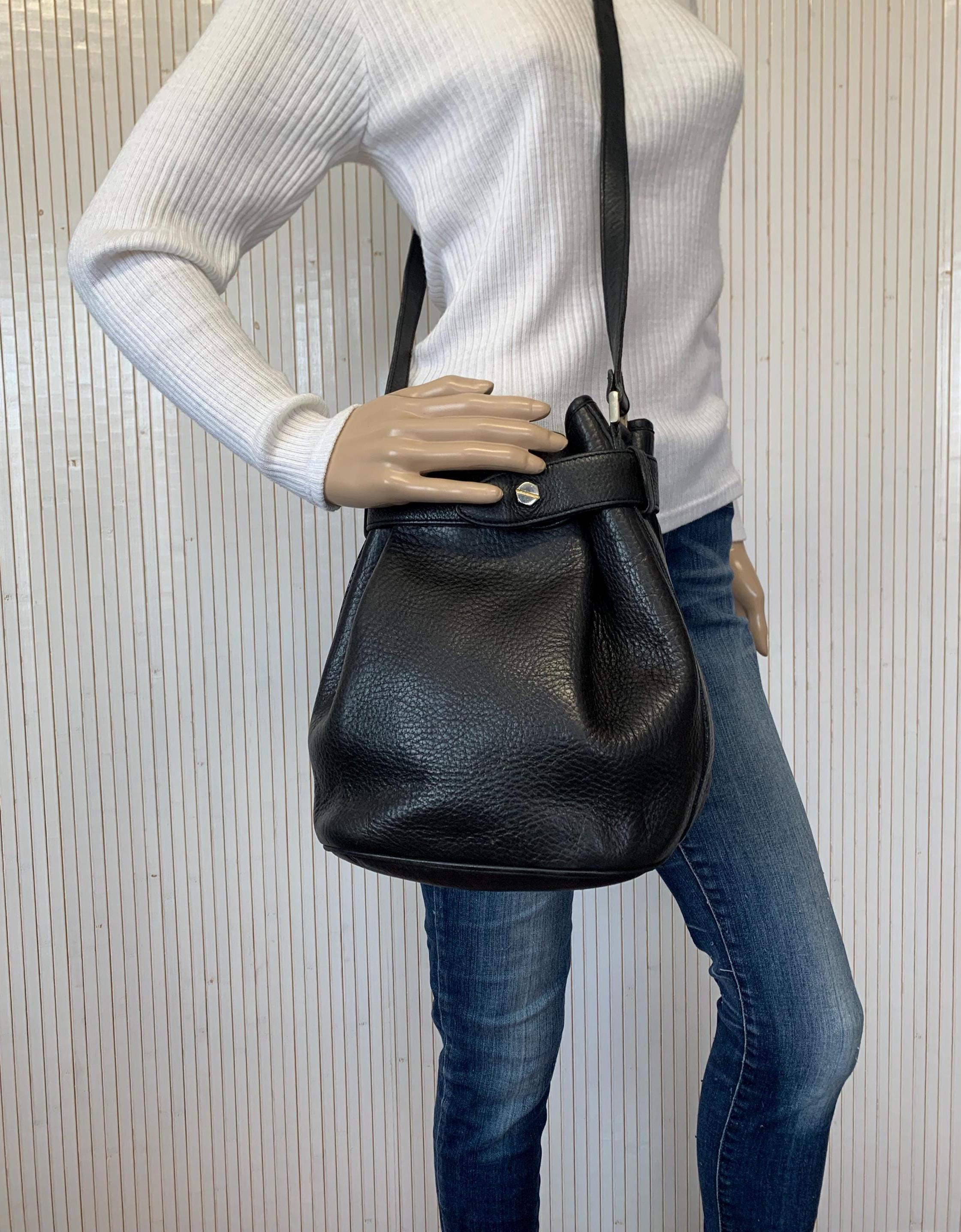 Didier Lamarthe Vintage Women's Bucket Bag in Black Leather Made