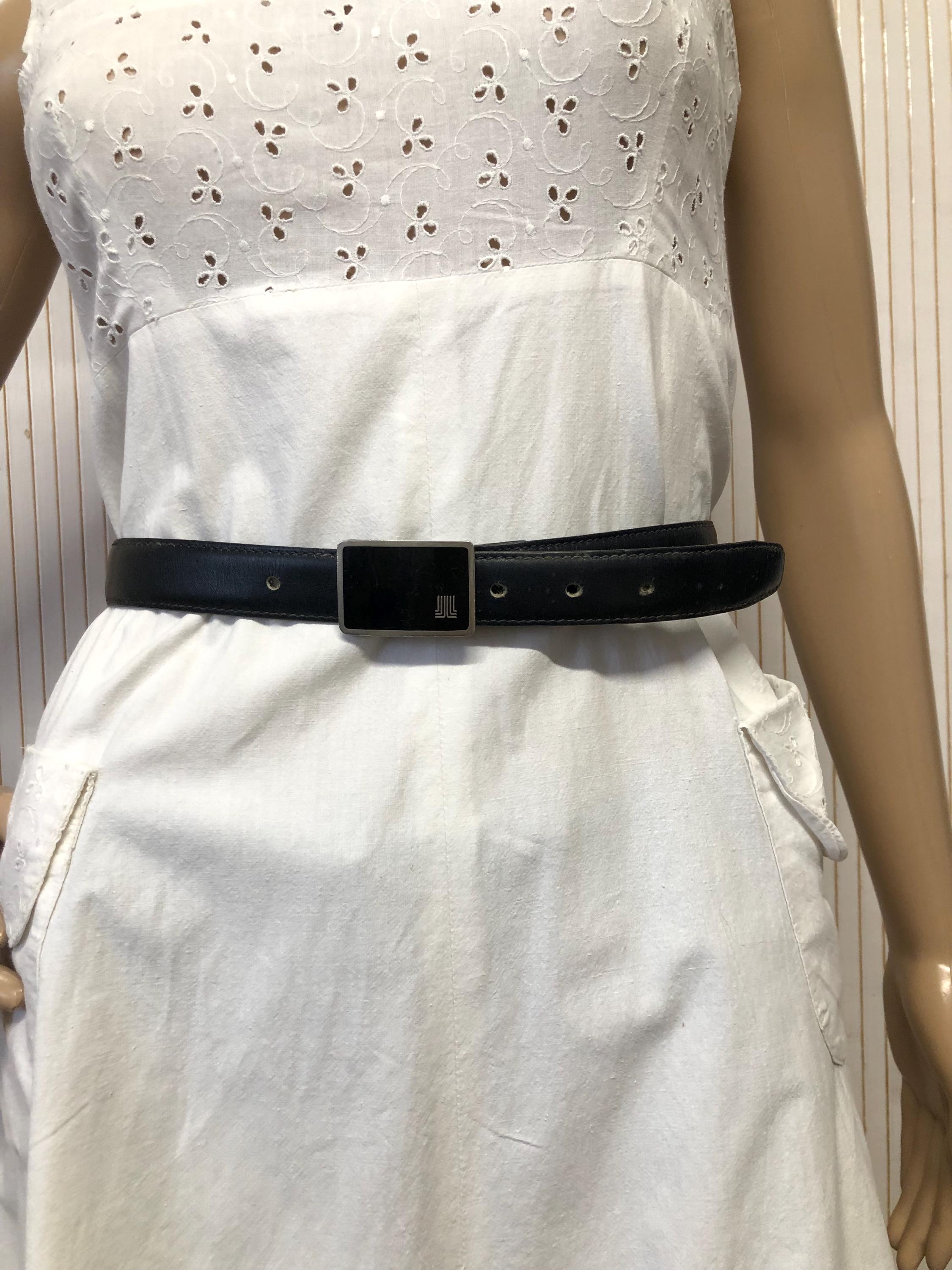Vintage Lanvin Black Leather Belt for Men Beautiful Buckle  display picture 1