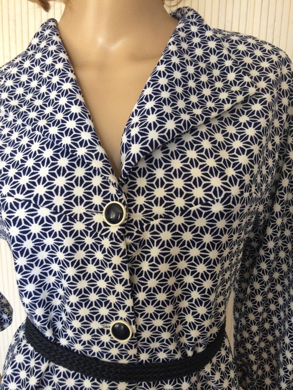 Jersey Dress Vintage Geometric Patterns Stars Lon… - image 3