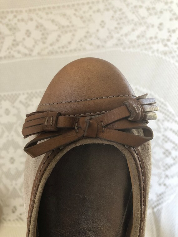 Coach Ballerinas Leather and Suede Beige and Brown Vintage Women s