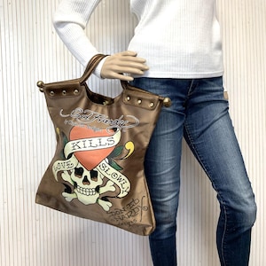 Ed hardy ドクロ型押しバッグ エドハーディ Ed hardy ドクロ型押し