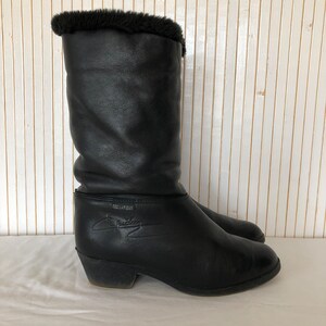 Vintage bontlaarzen Ted Lapidus dames lederen laarzen met kleine hak maat 38 gemaakt in Frankrijk winterlaarzen crêpe zool