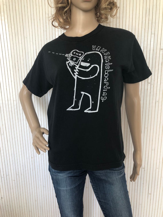 Tee-Shirt Vintage Vans années 90 Tee-shirt Noir en coton Skateboarding Off the Wall
