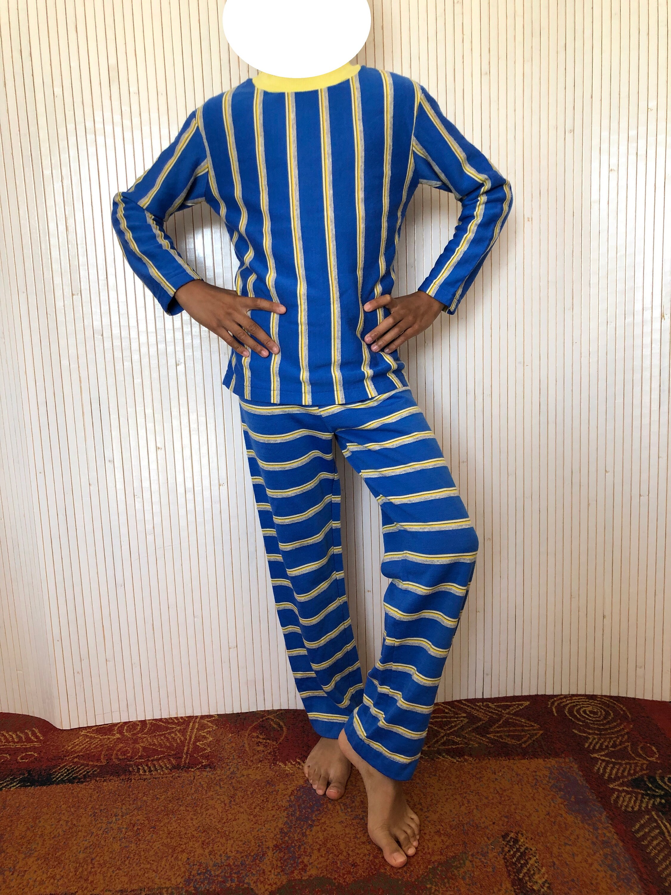 ondersteuning Kort leven Ontwijken Pajamas Child Vintage Night Set 80s Striped Pajamas Blue - Etsy