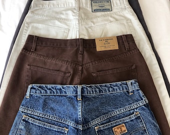 Lot of 4 Pure Vintage Jeans 100% cotton Workwear Worn-stained jeans Men&#39;s denim pants size 42 FR. Trousers for works or films