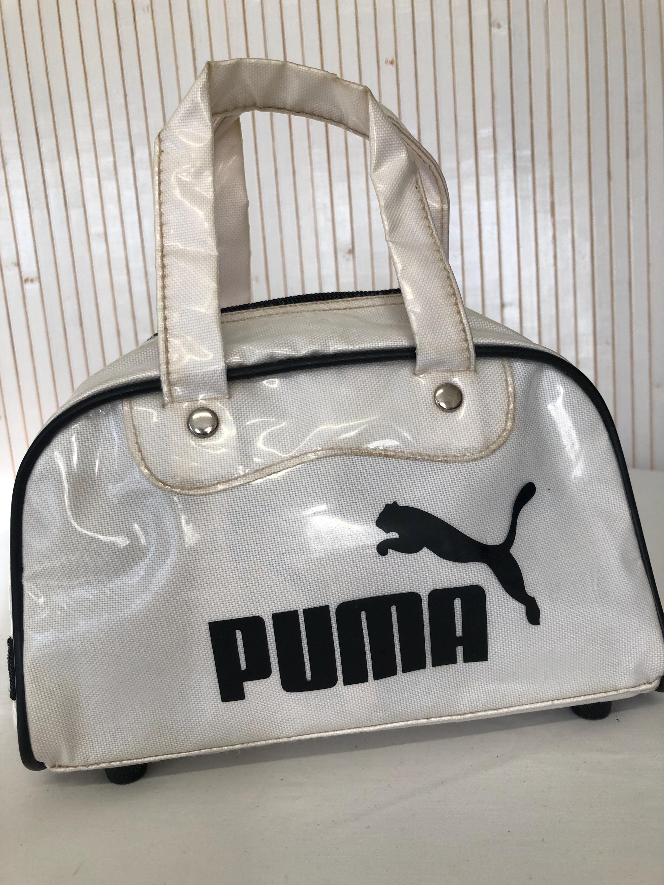 Mini Vintage Puma Bag White and Black Plasticized Small