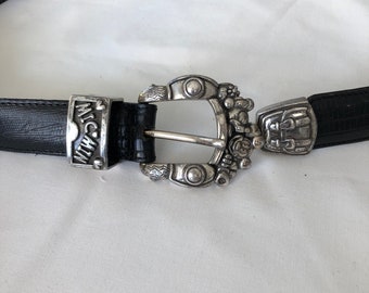 Disney Vintage Leather Belt With Silver Metal Buckle Mickey  display picture 1