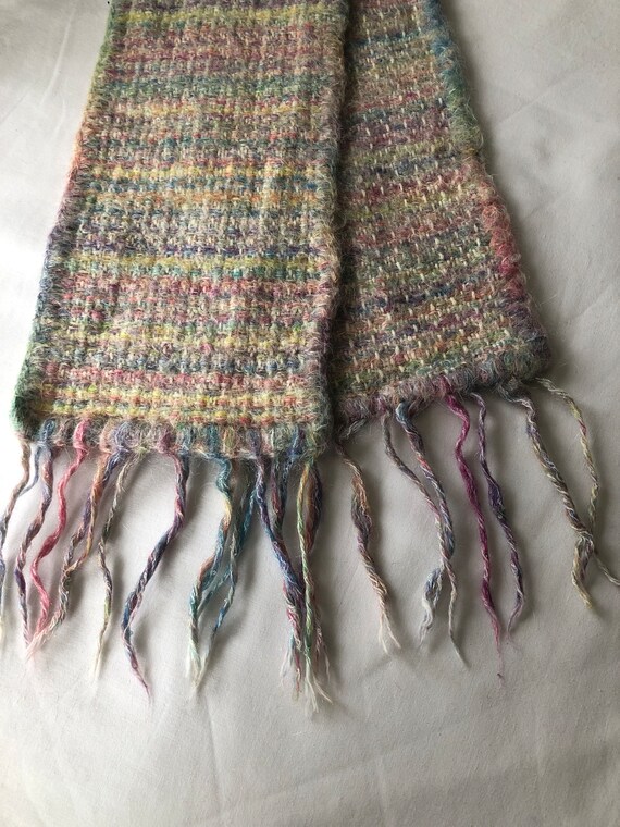 Small Pastel scarf in wool 70s Pure Vintage rainb… - image 3