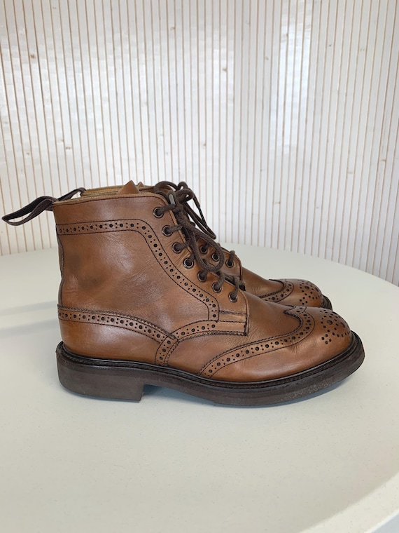 Bottines Anglaises Vintage Femme Brogue Tricker's modèle Stephy cuir Marron nuancé Haute qualité et Confort pointure UK.5 = Fr.38