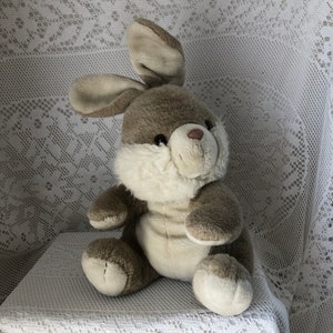 Vintage Plush Rabbit Old Rabbit Collectible Rabbit Soft Toy Brown and White Rabbit