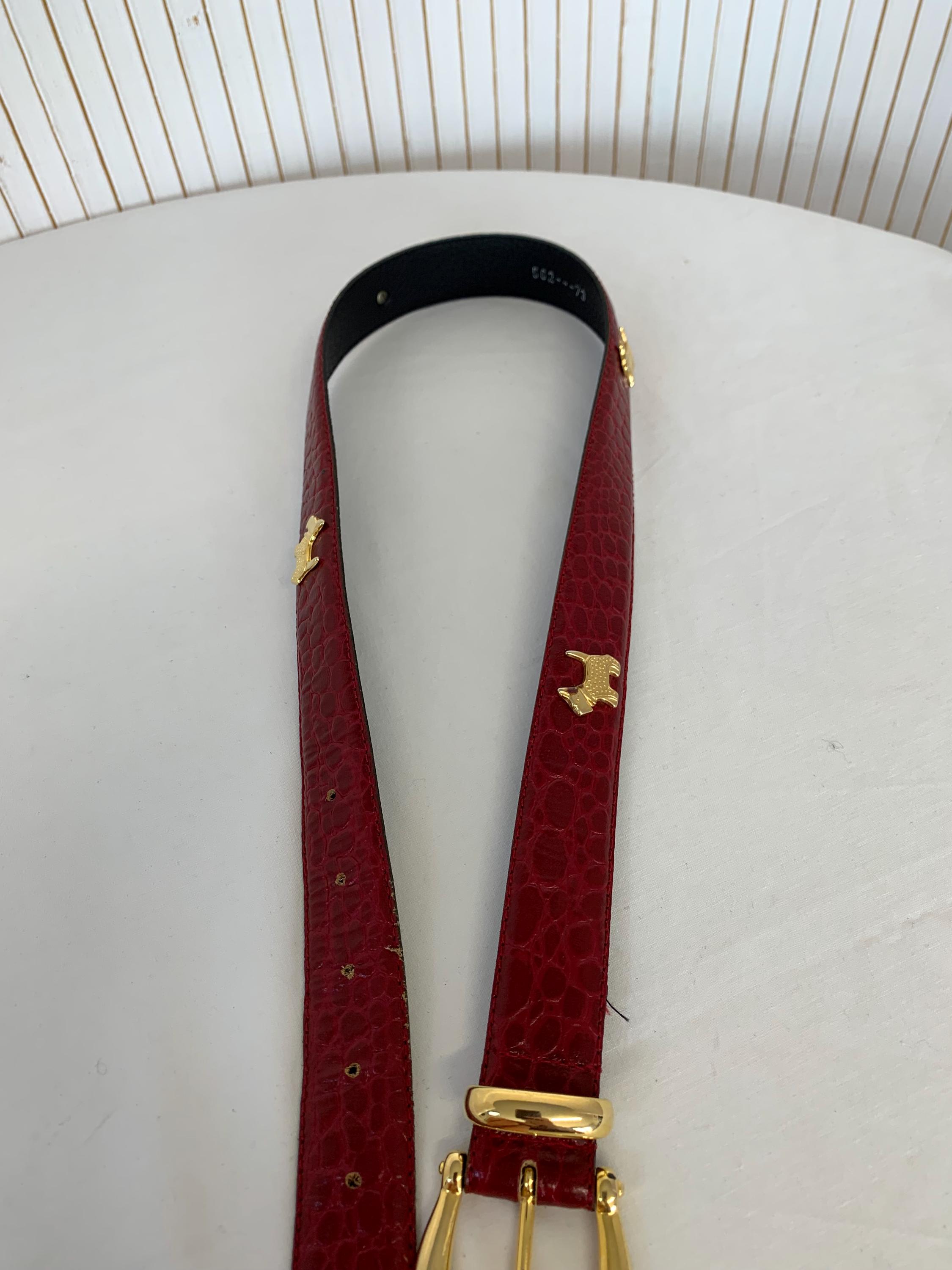 Vintage Scottish Terrier Belt in Red Leather With Skin Print  display picture 1