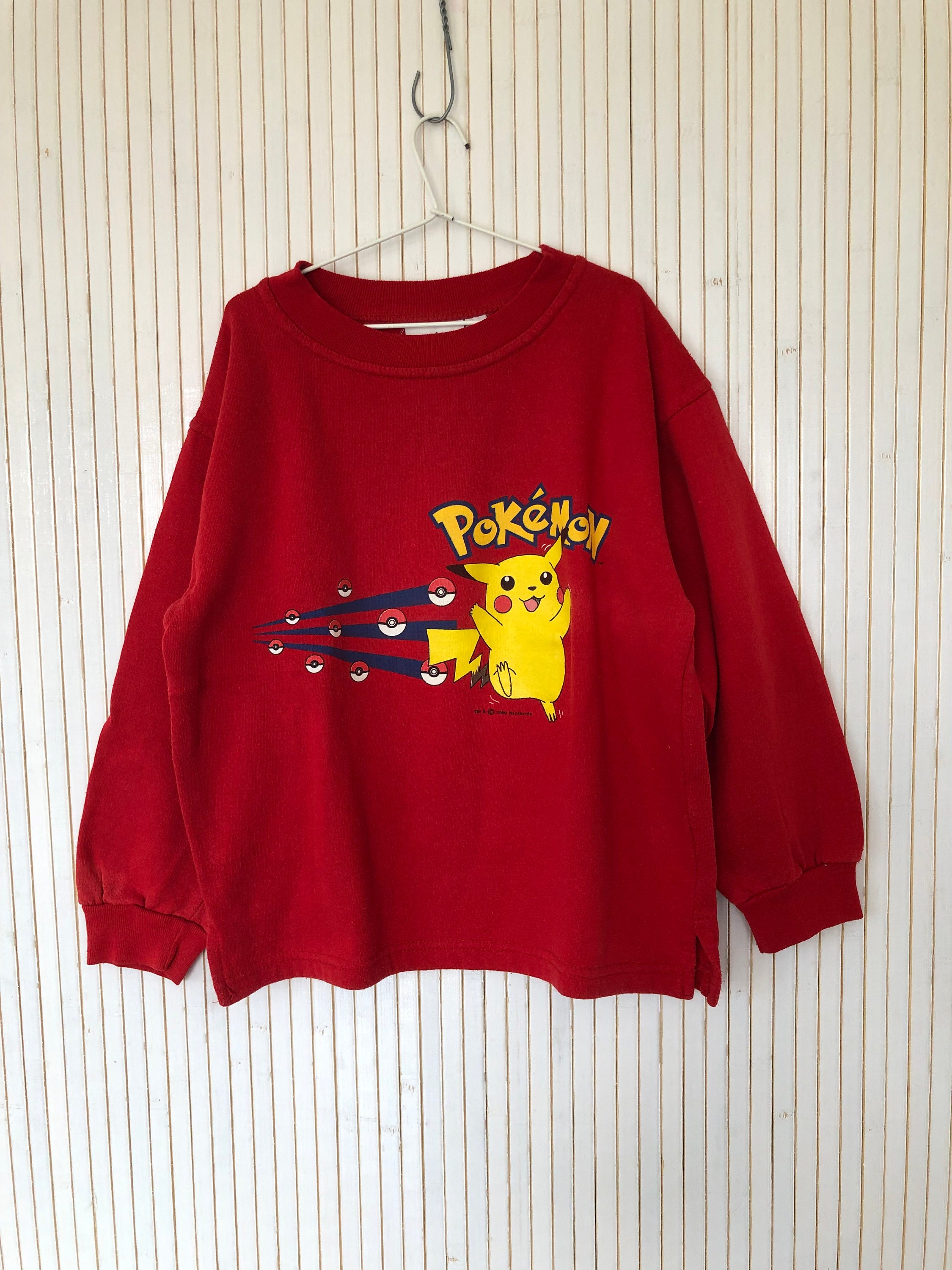 Pull Vintage Pokemon Pull annee 2000 Sweat enfant Rouge 8ans Pull unisexe Pull Pikachu Nintendo Pull oversize Enfant Etsy France
