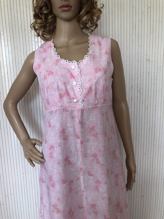 Cotton Summer Nightgown Rose Vintage Floral Long N