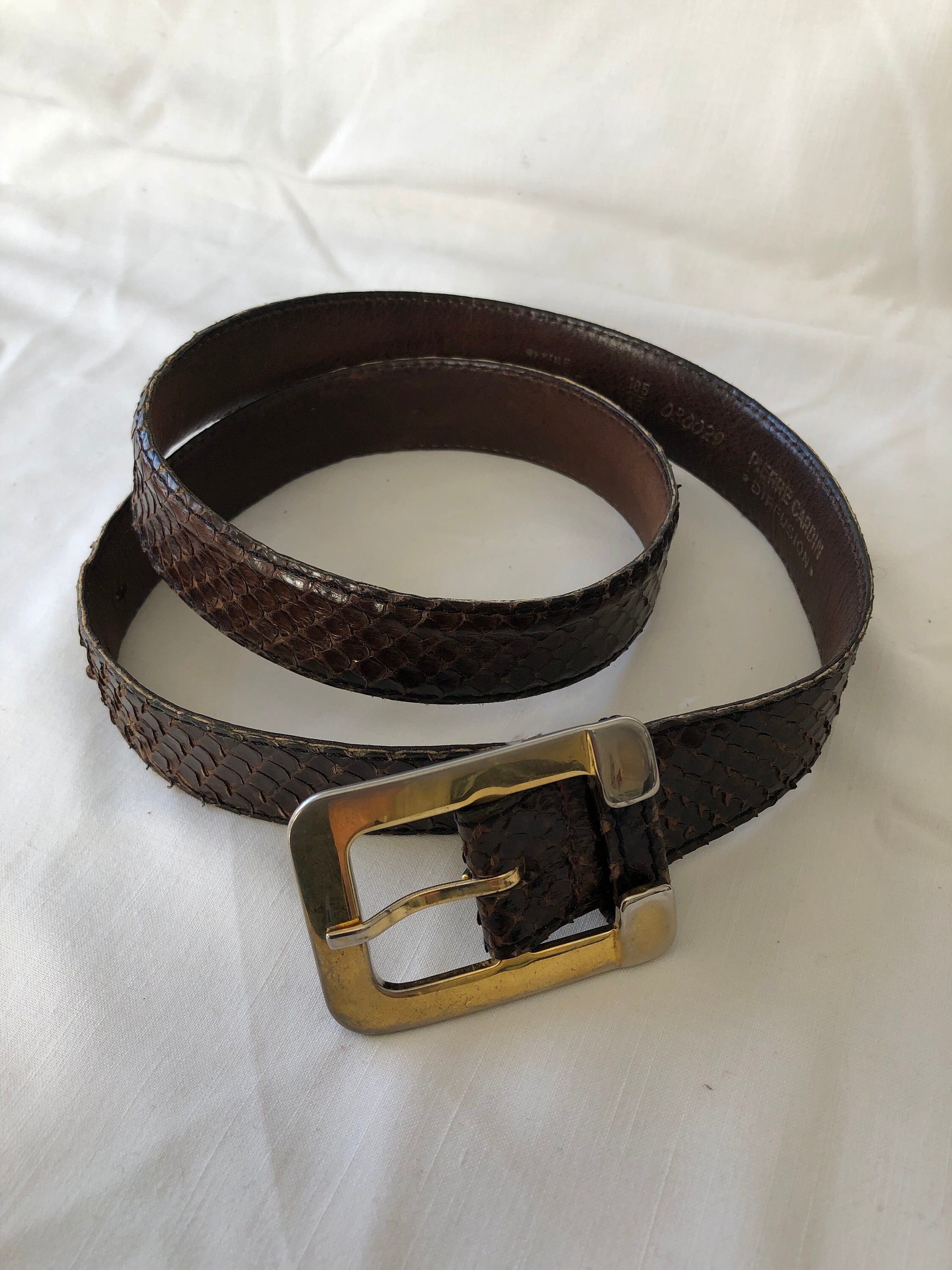Pierre Cardin Vintage Black Textured Snakeskin Leather Belt Snake Skin Pattern Top Grain Leather Belt - Western Express main image 2