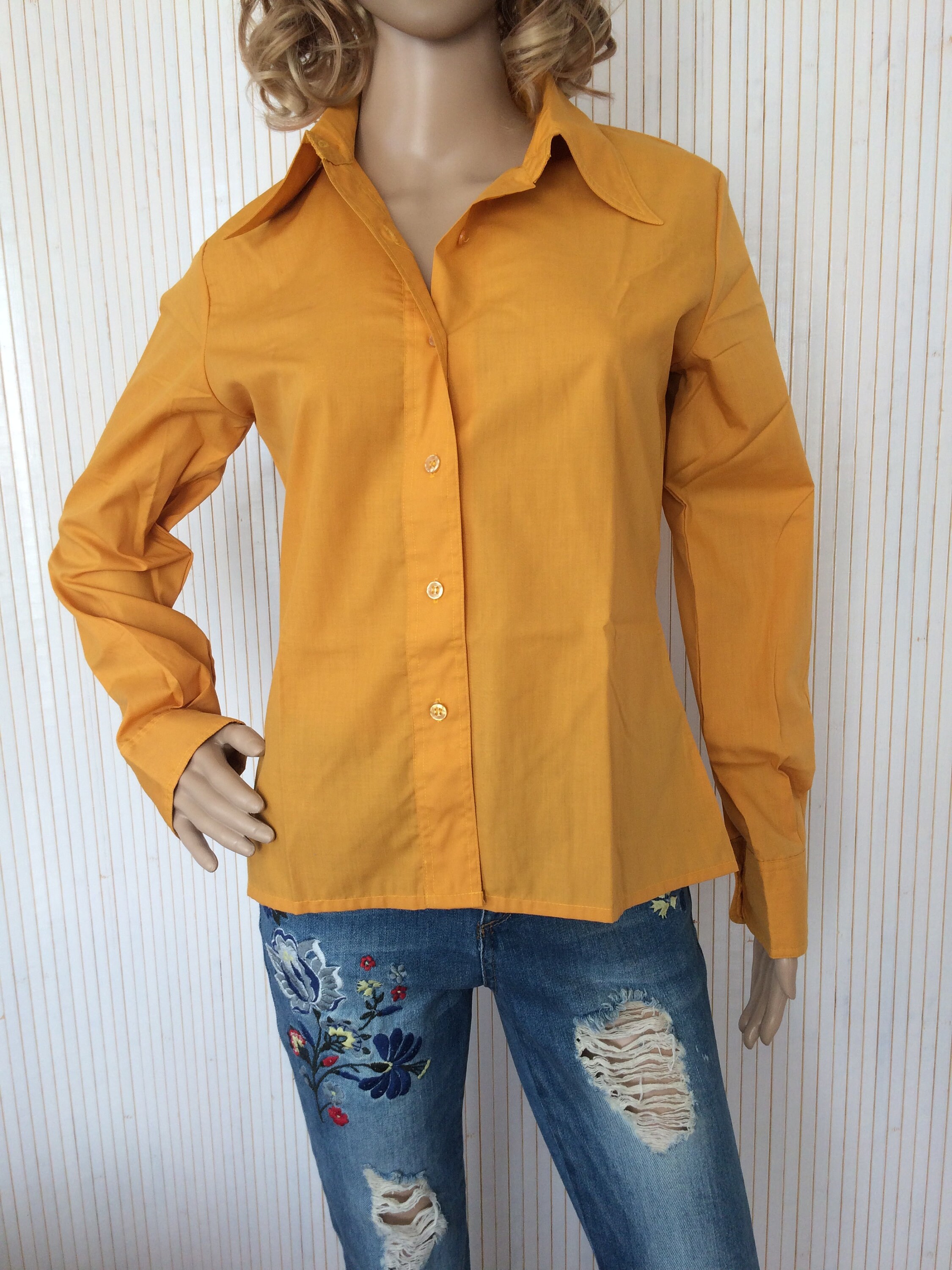 Mosterdgeel shirt dames sale