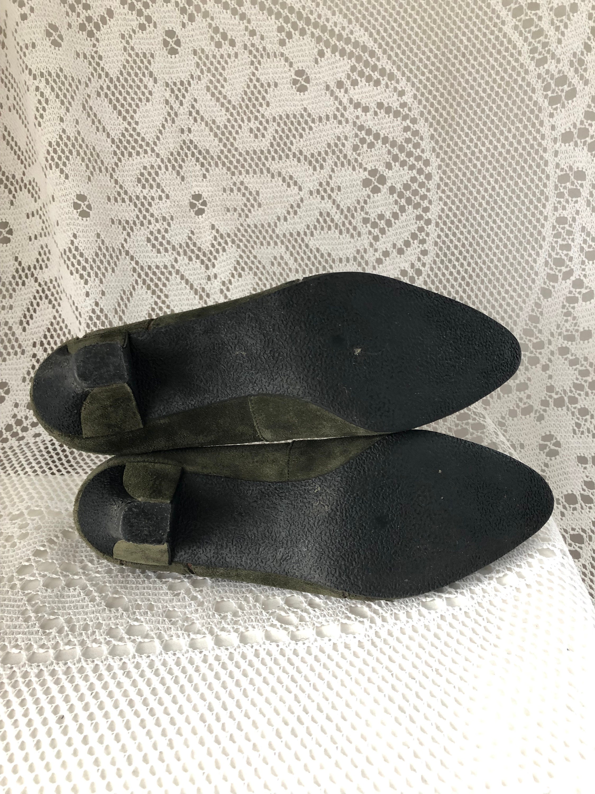 Escarpins ANNE FLAVIE Talons 6 Cm En Cuir Velours Noir & Marron Taille 39 - Très Bon état Vintage