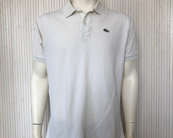 Vintage 70er Lacoste Poloshirt Made in France Weißes Baumwoll-Kurzarm-Poloshirt Lacoste Shirt Größe 5 (L) Devanlay