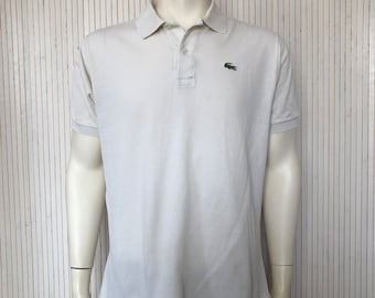 Vintage 70s Lacoste Polo Shirt Made in France White Cotton Short 