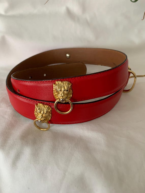 Vintage Red Leather With Metal Accents Belt Vintage Red Steerhide Leather Belt - Harness House, Size 36  main image 4