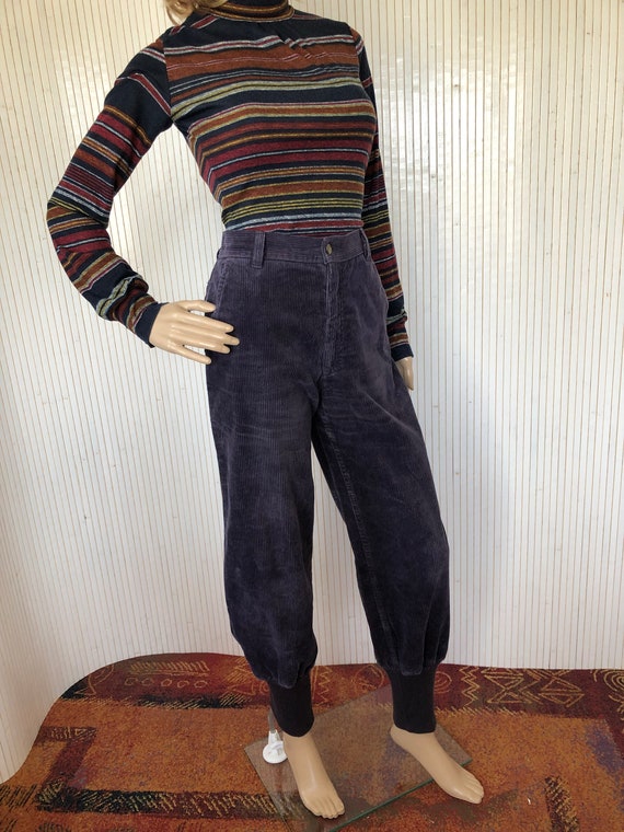 Pantalon Velours Violet Vintage Femme Décontracté Velours côtelé Taille haute Go On Taille 36/38