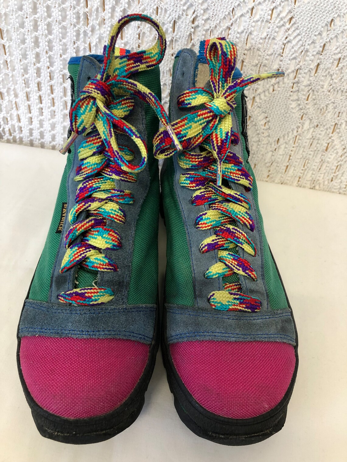 Chaussures de Marche Baskets Colorées Patrick Chaussures de randonnée Vintage 80s Pointure 37,5 Trekking Breakdance Baskets montantes, foto 2 di 5